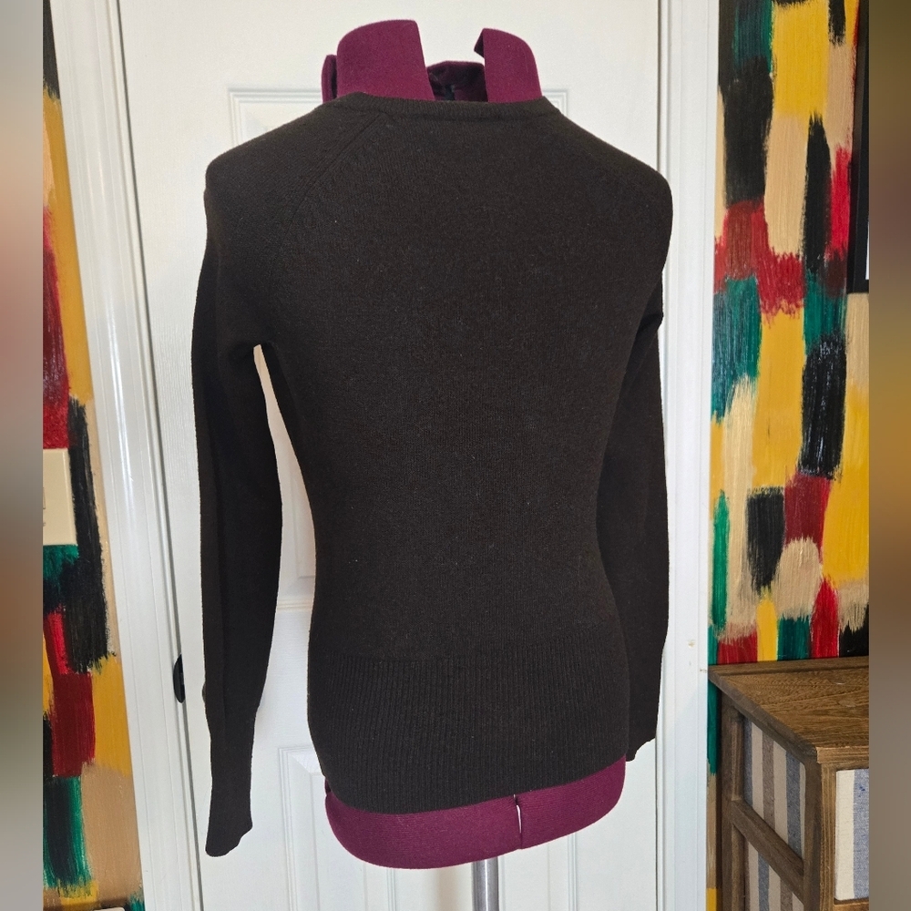 Banana Republic Merino Wool Blend Knitted V Neck Dark Brown Sweater - Picture 3 of 7